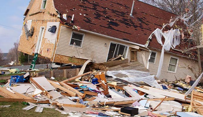 Disaster damaged houses
